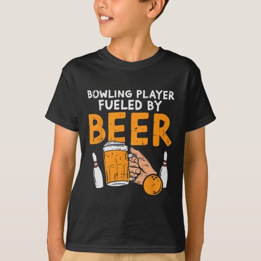 Bowling speler aangewakkerd grappige sport bowler t-shirt (Voorkant)