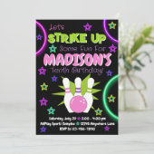 Bowling Sports rose et vert Invitations d'annivers (Debout devant)