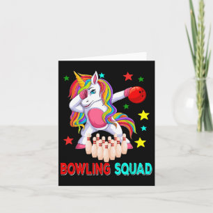 Bowling Squad Dabbing Unicorn Speler Team Kostuum Kaart