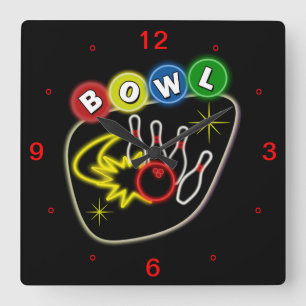 Bowling Square Clock Vierkante Klok
