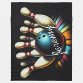 Bowling Strike Gepersonaliseerde Naam Leuk Fleece Deken (Voorkant)