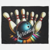 Bowling Strike Gepersonaliseerde Naam Leuk Fleece Deken (Voorkant (Horizontaal))