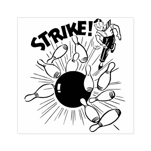 Bowling Strike Rubber Stamp Rubberstempel