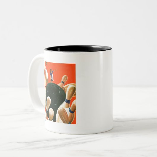 Bowling Strike Tweekleurige Koffiemok (Voorkant links)