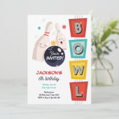 Bowling Strike Up Sommige Leuke Retro Jongen Meisj Kaart (Staand voorkant)