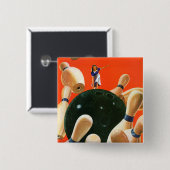 Bowling Strike Vierkante Button 5,1 Cm (Voorkant /achterkant)