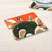 Bowling Strike Vierkante Kartonnen Onderzetter (Schuin)