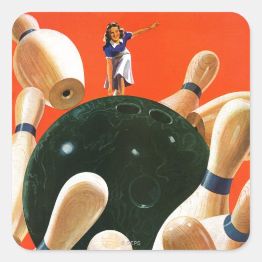 Bowling Strike Vierkante Sticker (Voorkant)