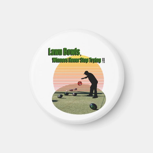 Bowling sur gazon Les gagnants Design, aimant (Devant)