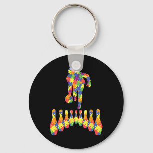 Bowling T-shirt voor bewustwording van autisme Sleutelhanger
