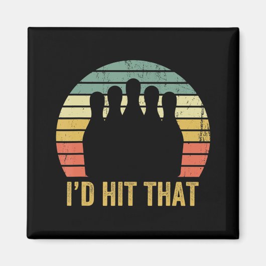 Bowling Team Fun Retro Bowler Sport Bowl Magneet (Voorkant)