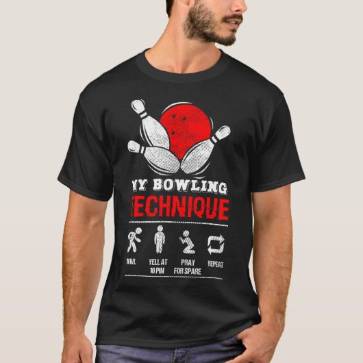 Bowling Technique Bowl League Lid Mannen Zwart M T-shirt (Voorkant)