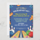 Bowling Themed Birthday Party Invitation (Devant)