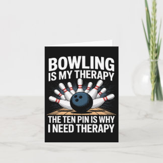 Bowling Therapy Humor Ten Pin Frustration Design Kaart