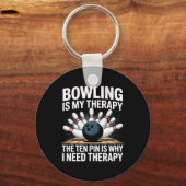 Bowling Therapy Humor Ten Pin Frustration Design Sleutelhanger (Voorkant)