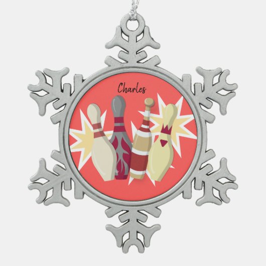 Bowling Tin Sneeuwvlok Ornament (Voorkant)