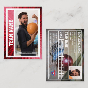 Bowling Trading Kaart Toernooi Souvenir Rood Contactkaartje