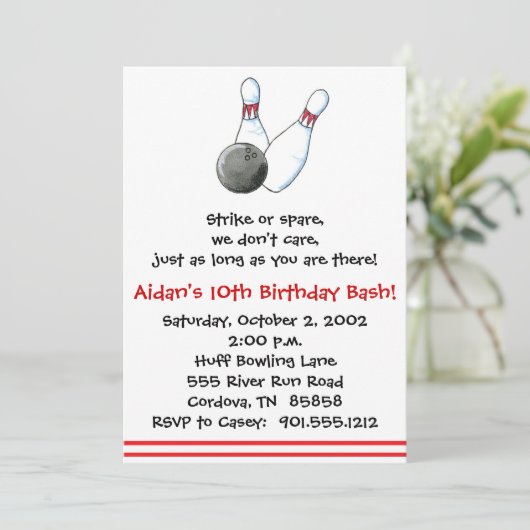 Bowling-uitnodigingen Kaart (Staand voorkant)