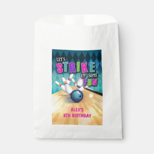 Bowling Verjaardag Favor Bag - Meisje Bedankzakje (Voorkant)