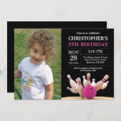 Bowling Verjaardag Uitnodiging Verjaardag Party Ro (Voorkant / Achterkant)