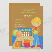 Bowling verjaardagsfeestje platte uitnodiging (Voorkant / Achterkant)