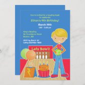 Bowling verjaardagsfeestje platte uitnodiging (Voorkant / Achterkant)