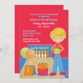 Bowling verjaardagsfeestje platte uitnodiging (Voorkant / Achterkant)