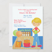 Bowling verjaardagsfeestje platte uitnodiging (Voorkant)