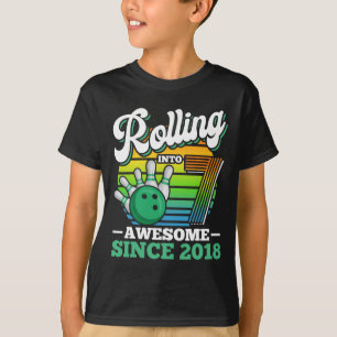 Bowling verjaardagsfeestje rolde 7 jaar jongen 7e t-shirt