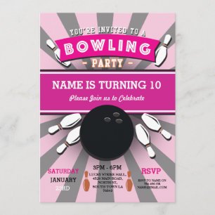 Bowling verjaardagsfeestje Tenpin Meisjes Roze Uit Kaart