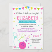 Bowling verjaardagsuitnodiging voor meisje kaart (Voorkant)