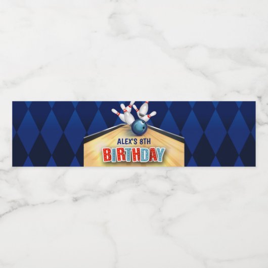 Bowling Water flesje label - Jongen Waterfles Etiket (Enkel label)