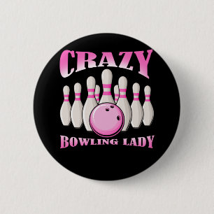 Bowling Woman Vrouw Cute Bowler Lady Ronde Button 5,7 Cm