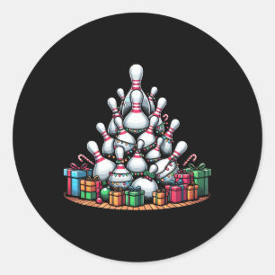 Bowling Xmas Lighting Santa Schattige Bowling Chri Ronde Sticker