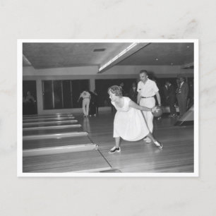  bowlingbaan vrouw in witte jurk briefkaart