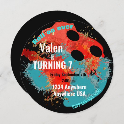 BOWLINGBAL, bowling, jongens verjaardagsfeestje Kaart (Voorkant / Achterkant)