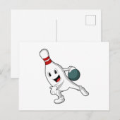 Bowlingkegel bij Bowling met Bowlingbal Briefkaart (Voorkant / Achterkant)