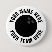 Bowlingknoppen met aangepaste teamnamen ronde button 7,6 cm (Voorkant)