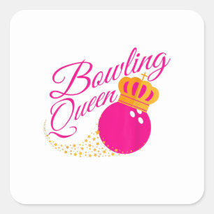bowlingkoningin grappige cadeautjes, meisjes bowle vierkante sticker