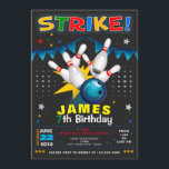 BOWLINGS PARTY BIRTHDAY INVITATION<br><div class="desc">BOWLINGS STRIKE PARTY BIRTHDAY INIVTATION

Full couleurs design on blackboard background,  great fonts combination.</div>