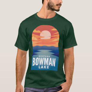 Bowman Lake MT Retro Sunset T-shirt