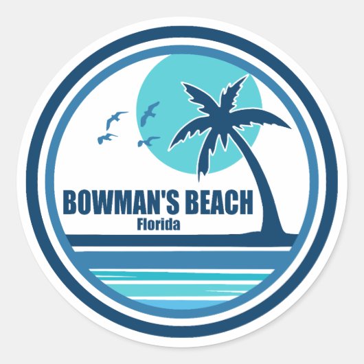 Bowman's Beach Florida Palm Tree Vogels Ronde Sticker (Voorkant)