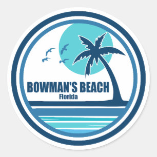 Bowman's Beach Florida Palm Tree Vogels Ronde Sticker