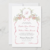 Bows and Wildflowers Wedding Invitation Kaart (Voorkant)