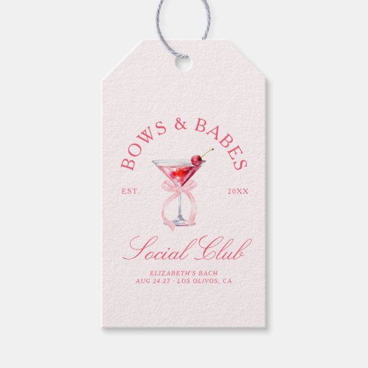 Bows & Babes Coquette Cherries Bachelorette Cadeaulabel (Voorkant)