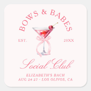 Bows & Babes Coquette Kersen Bachelorette Vierkante Sticker