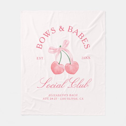 Bows & Babes Coquette Kersen Vrijgezellenfeest Fleece Deken (Voorkant)