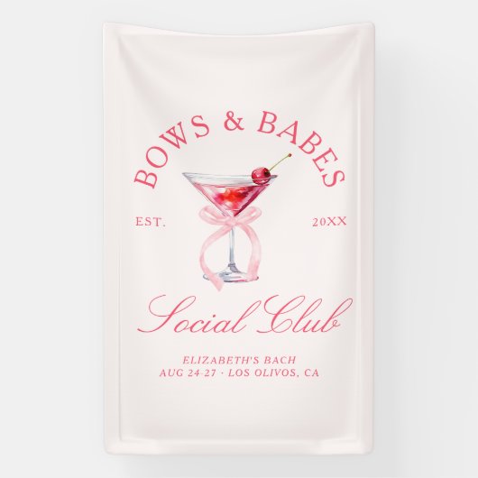Bows & Babes Coquette Kersen Vrijgezellenfeest Spandoek (Verticaal)