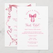 Bows & Babes Girls Club bachelorette invitation (Devant / Derrière)