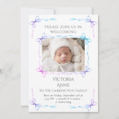 Bows Baby Rainbow Photo Faire-part de naissance Ca (Devant)